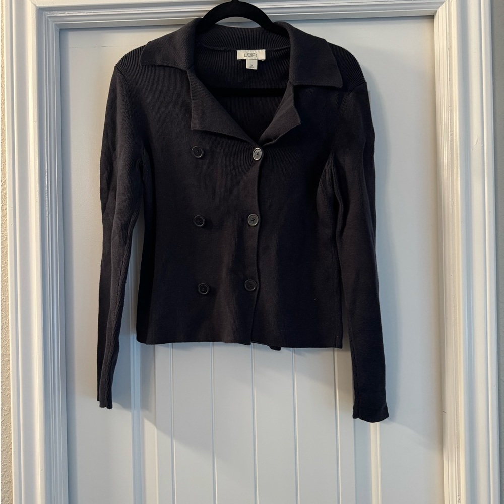 LOFT Black Double-Breasted Blazer